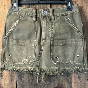 Free People brown/army green denim skirt